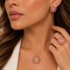 Imagem de Conjunto flor pedra zircônia pink - 1101325