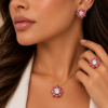 Imagem de Conjunto flor pedra zircônia pink - 1101315