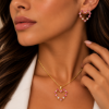 Imagem de Conjunto coração pedra zircônia pink - 1101323