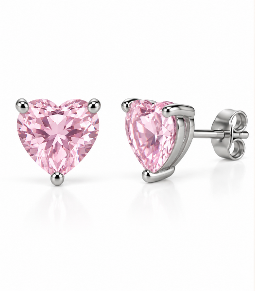 Imagem de Brinco coração 8x8mm zircônia - 0528843 ROSA