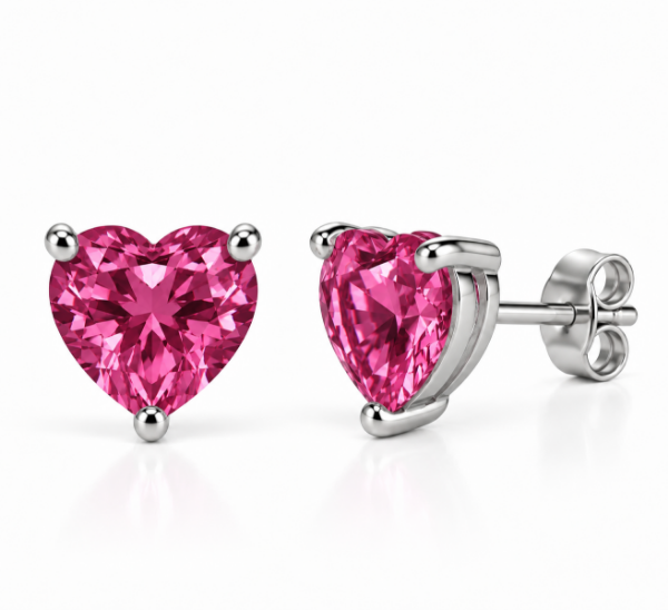 Imagem de Brinco coração 8x8mm zircônia - 0528843 PINK