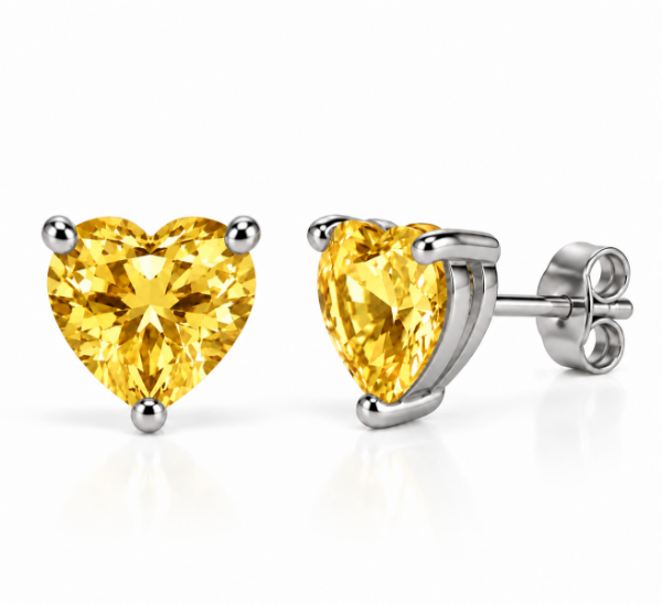 Imagem de Brinco coração 8x8mm zircônia - 0528843 AMARELO