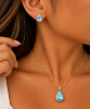 Imagem de Conjunto gota zircônia azul  - 1101214