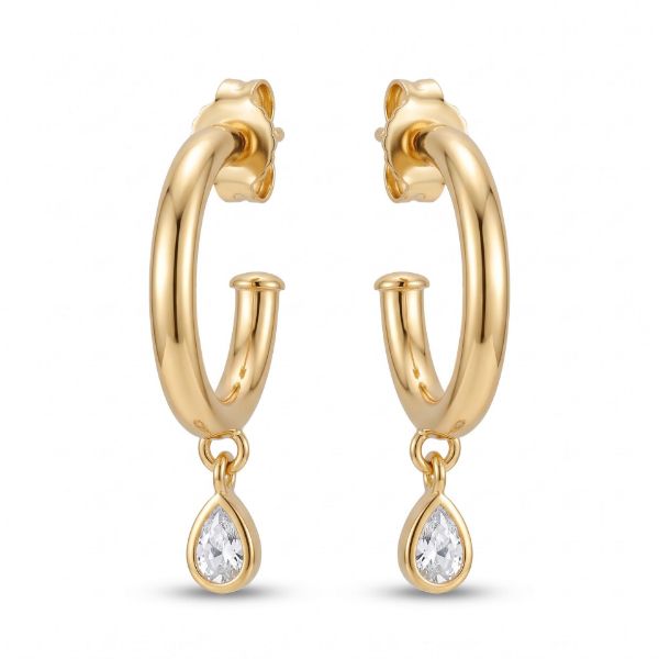 Imagem de Brinco argola gota pedra - 0525525