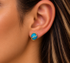 Imagem de Brinco pedra 10mm azul turquesa - 0528724